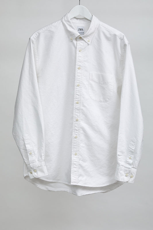 Mens Zara White Oxford Shirt: Size Extra Large