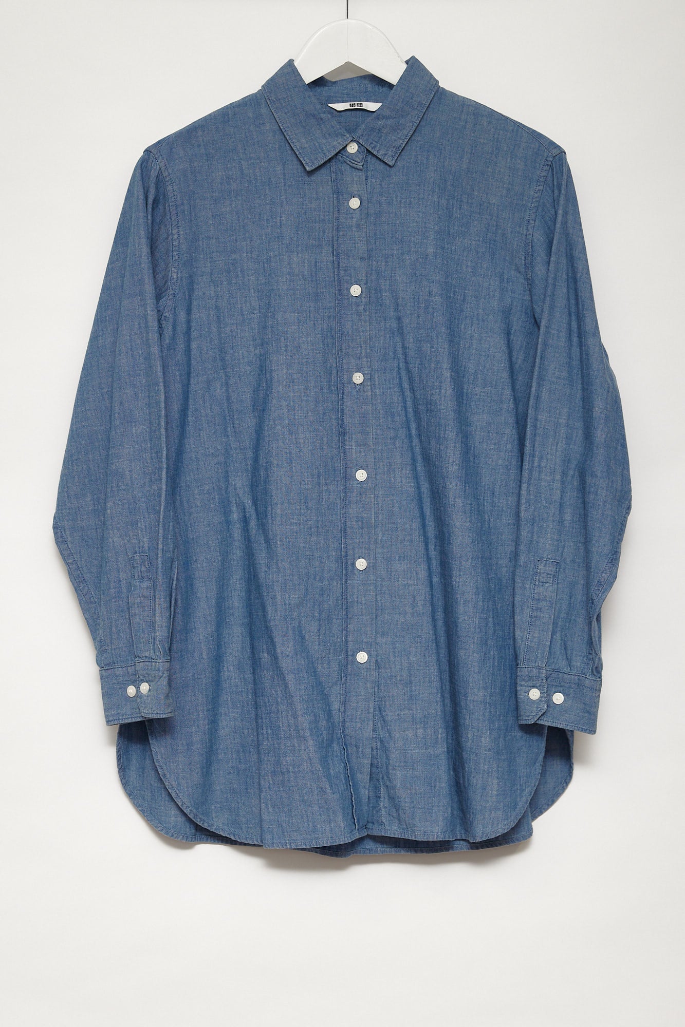 Mens Uniqlo Blue Chambray Shirt Size Extra Small