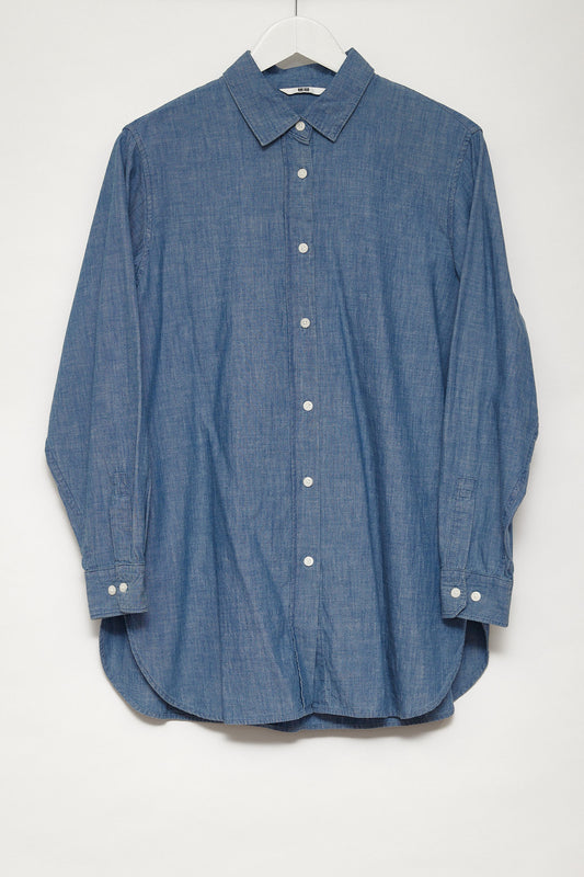 Mens Uniqlo Blue Chambray Shirt Size Extra Small