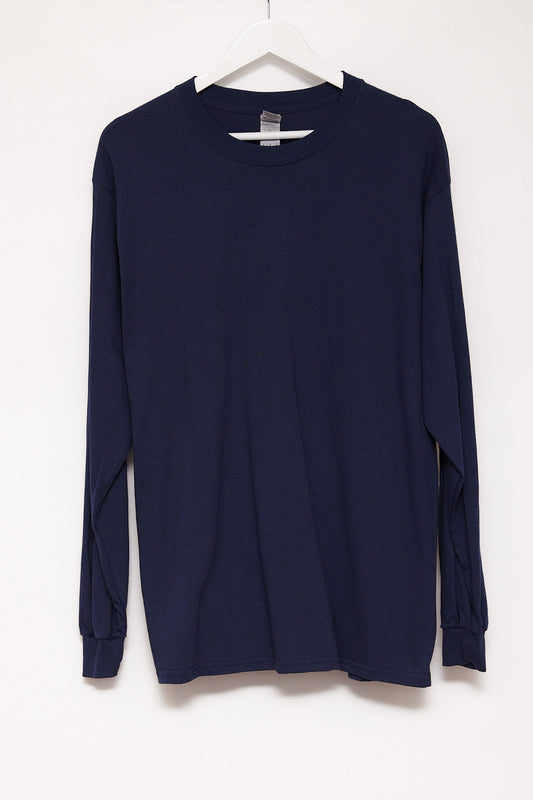 Mens Gildan Navy Long Sleeve T-shirt size Large