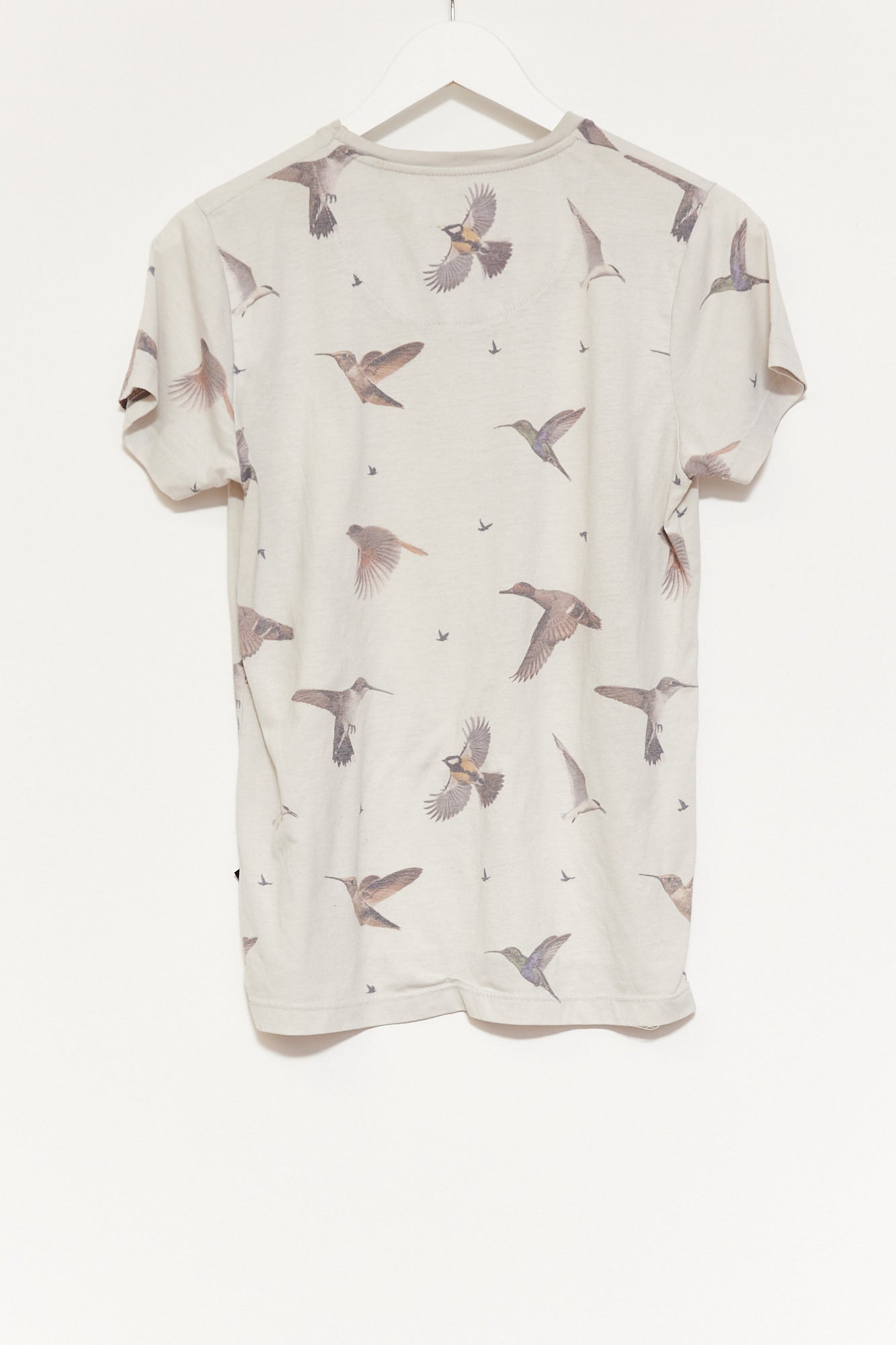 Mens Criminal Damage White Bird Print T-shirt Size Medium