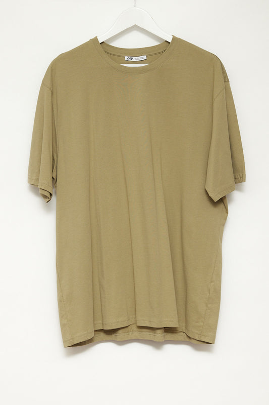 Mens Zara Light Brown T-shirt: Size Extra Large