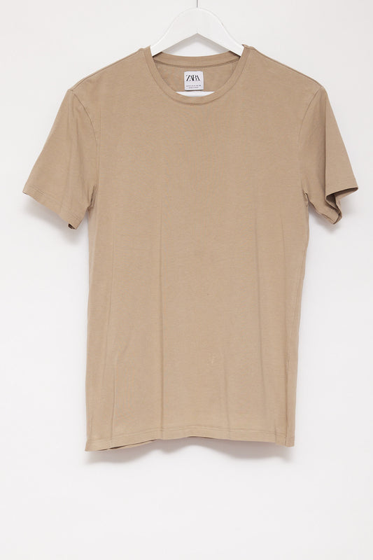 Mens Zara Light Brown T-shirt Size Medium