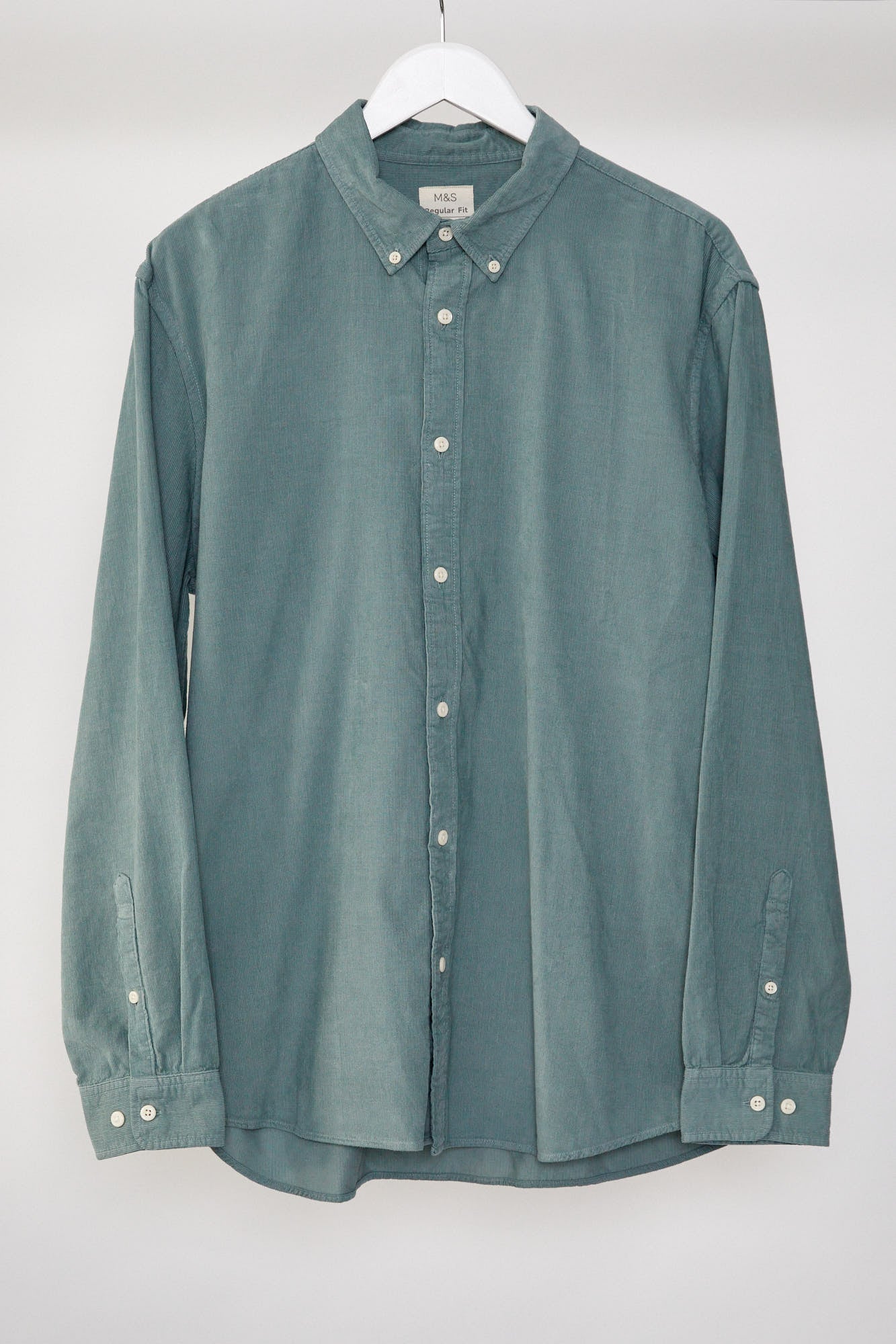 Mens Green M&S Corduroy oxford shirt size Large