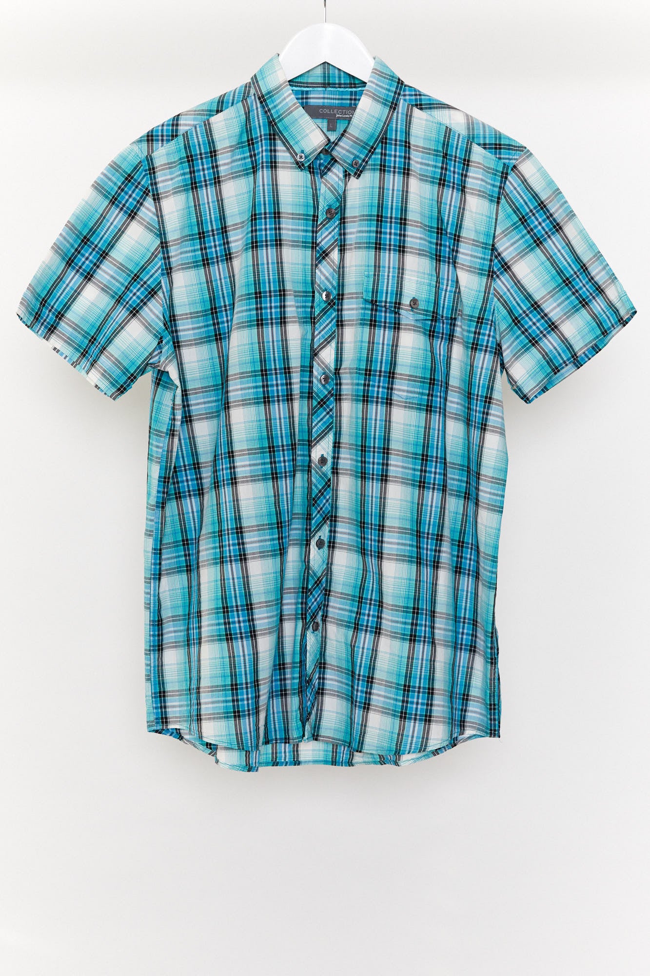 Mens John Lewis green & blue checked shirt size large