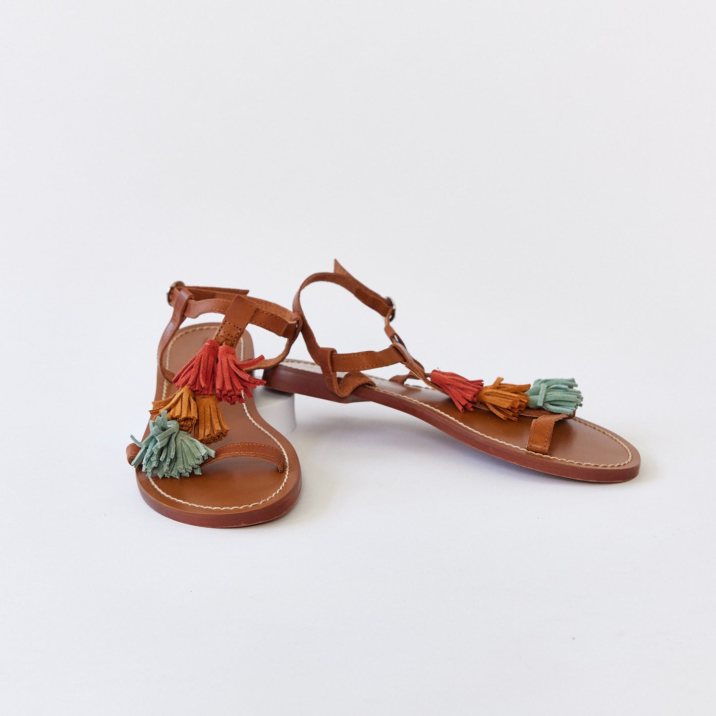 Leather tassel sandals size 6