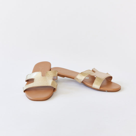 Gold slip on sandals size 7