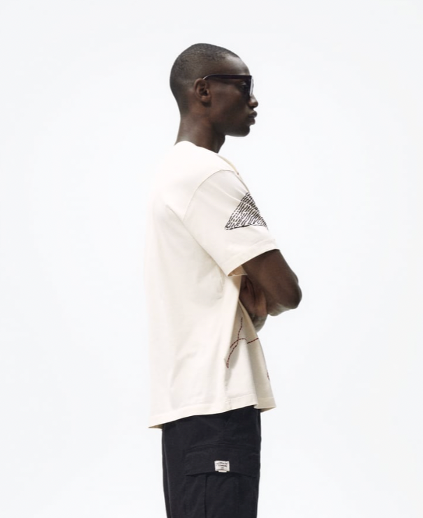 Mens Zara Cream Graphic T-shirt size Small