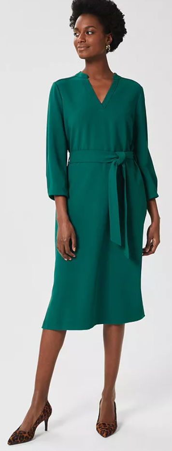 Womens Hobbs green midi dress with tie waist size small