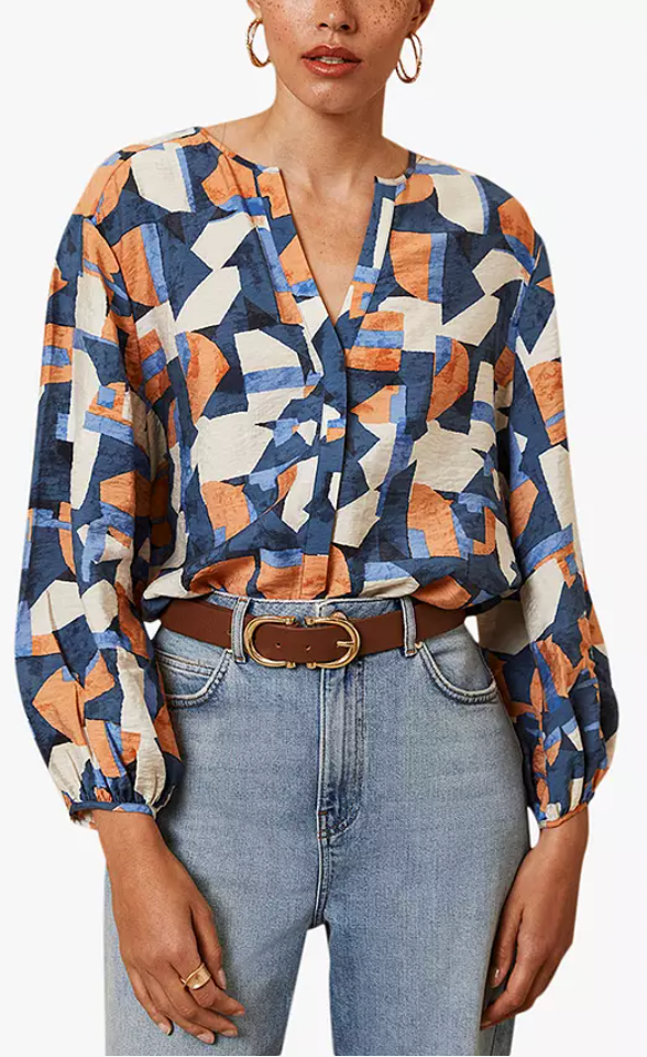 Womens Mint Velvet abstract print blouse size small
