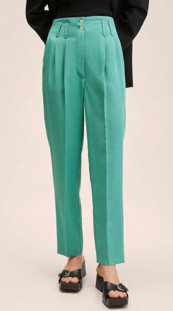 Womens Mango high waisted green trouser size small