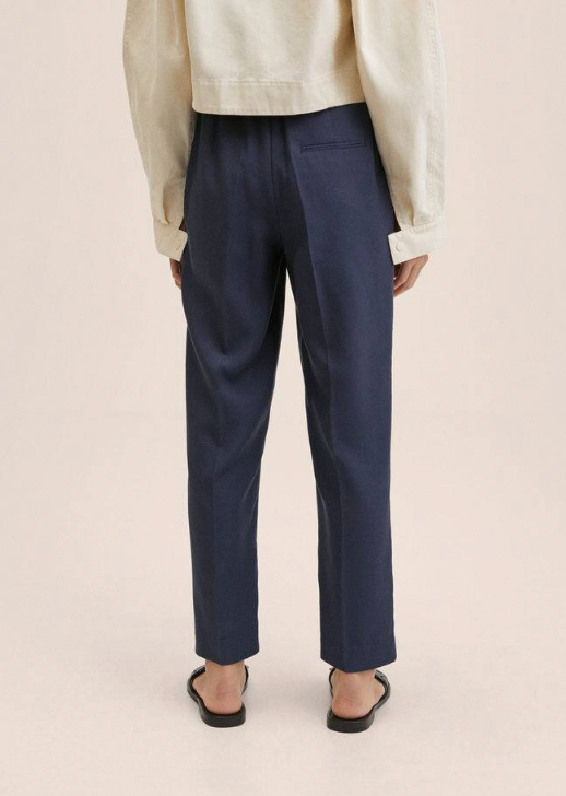 Womens Mango Navy High Waisted Trouser Size Extra Small