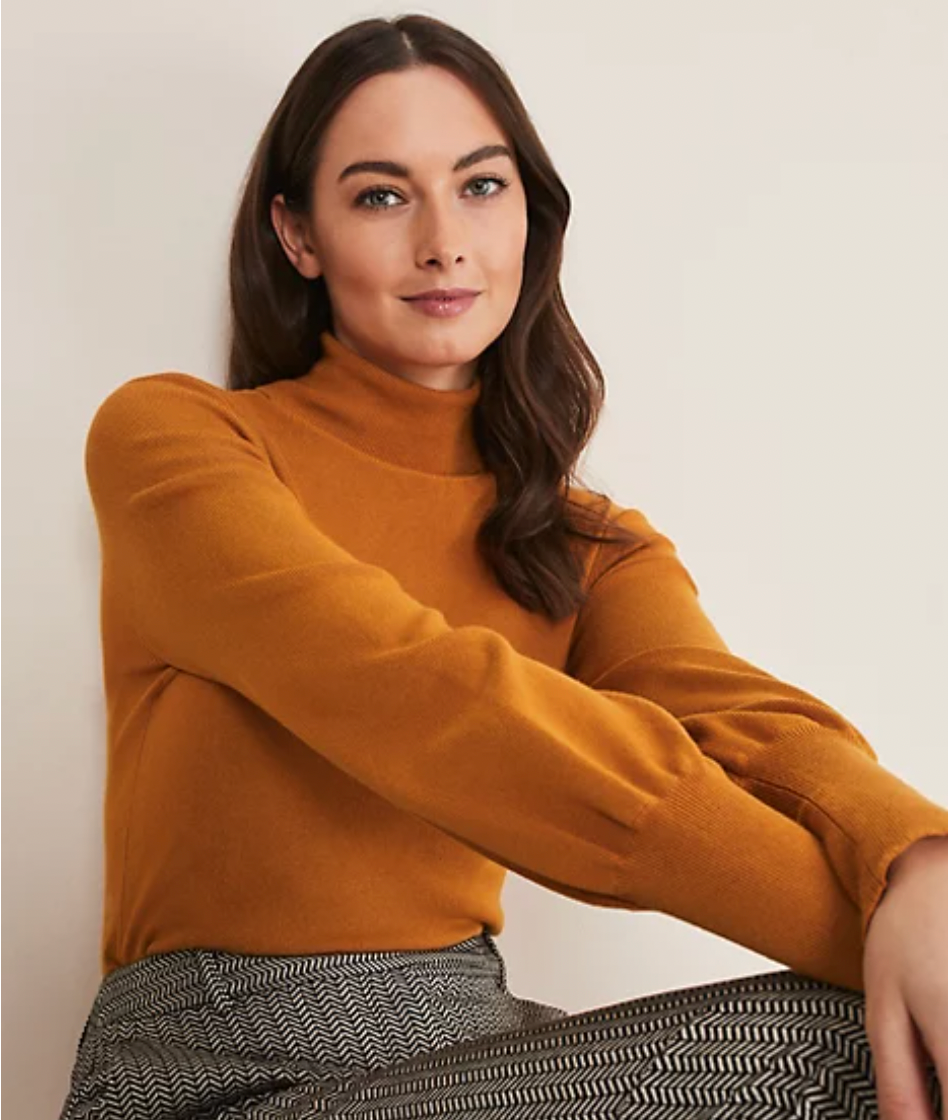 Womens Phase Eight Yellow Roll Neck Jumper: Size Small