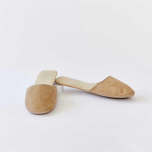 Gold suede mule slipper size 5