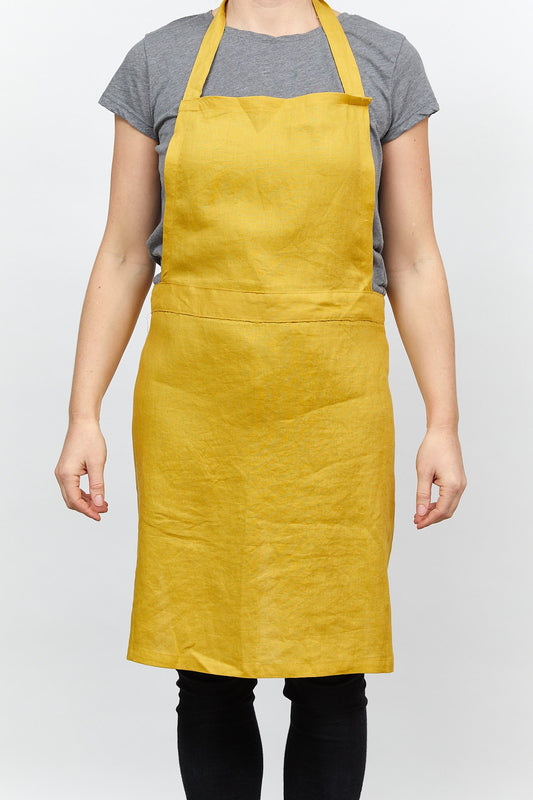 Unisex Yellow Linen Apron