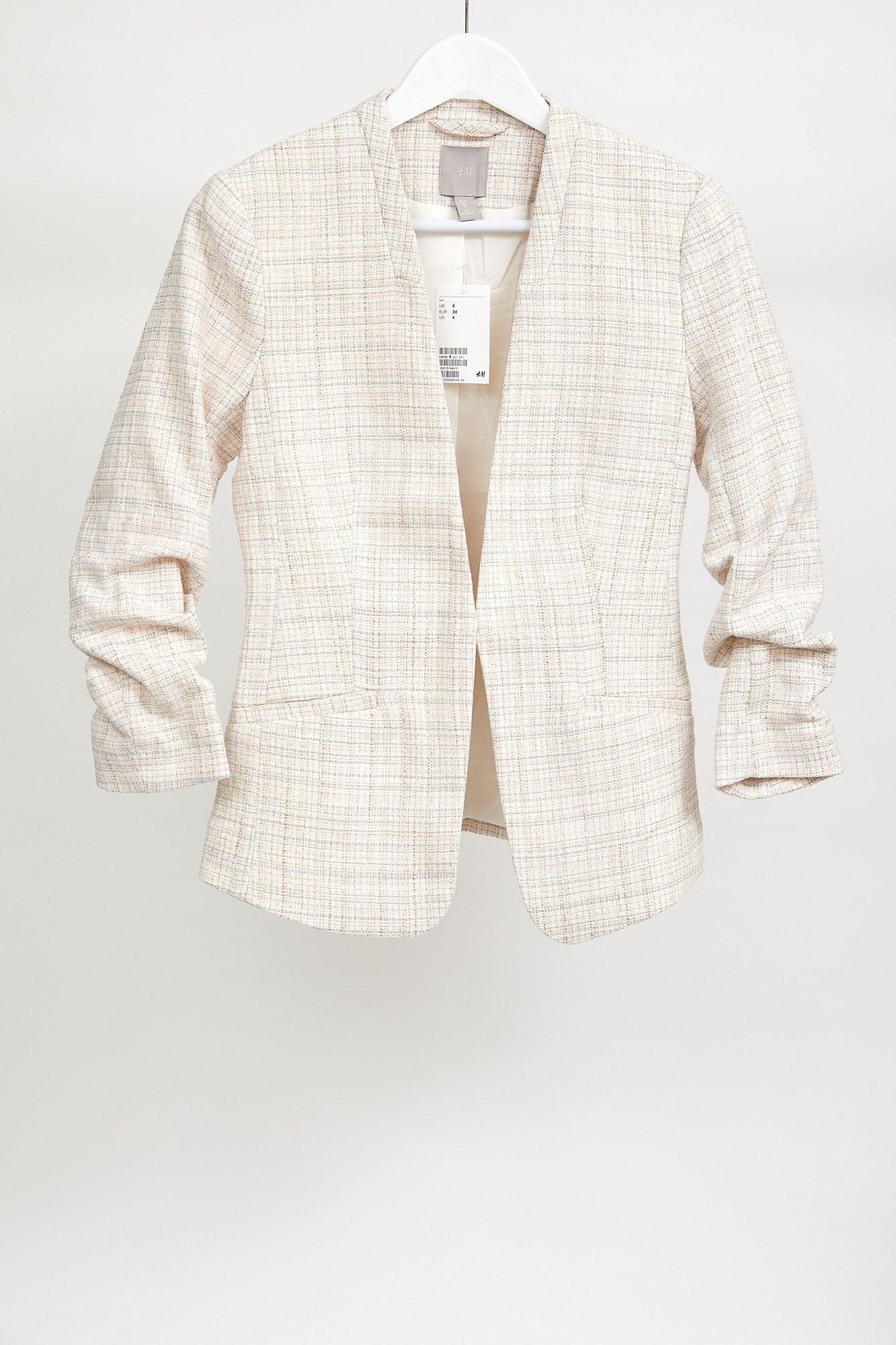 Womens White Texture Blazer: Size 8 Extra Small