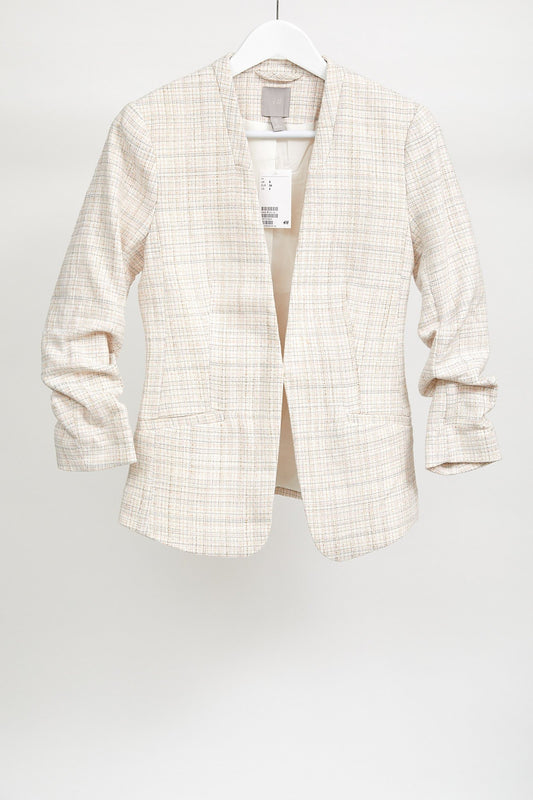 Womens White Texture Blazer: Size 8 Extra Small
