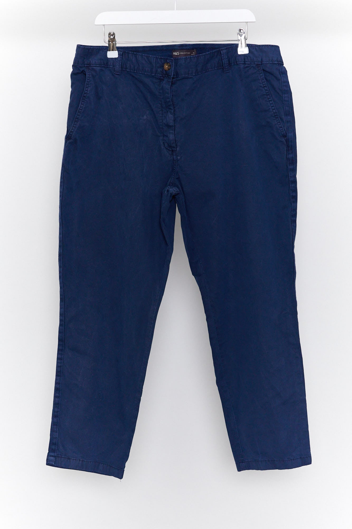 Womens M&S Navy cropped chino size 18
