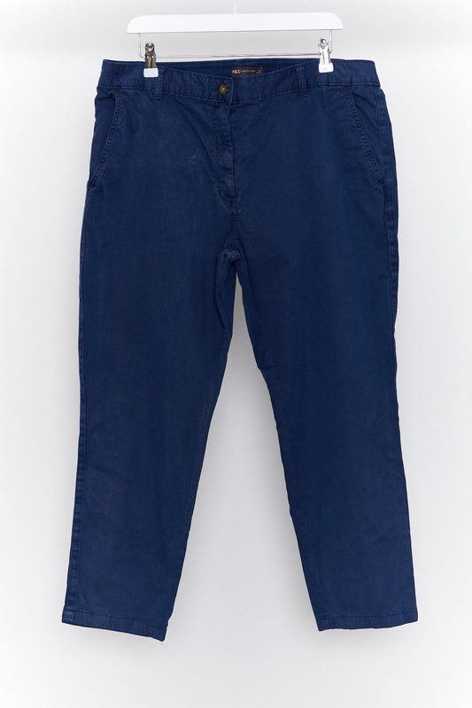 Womens M&S Navy cropped chino size 18
