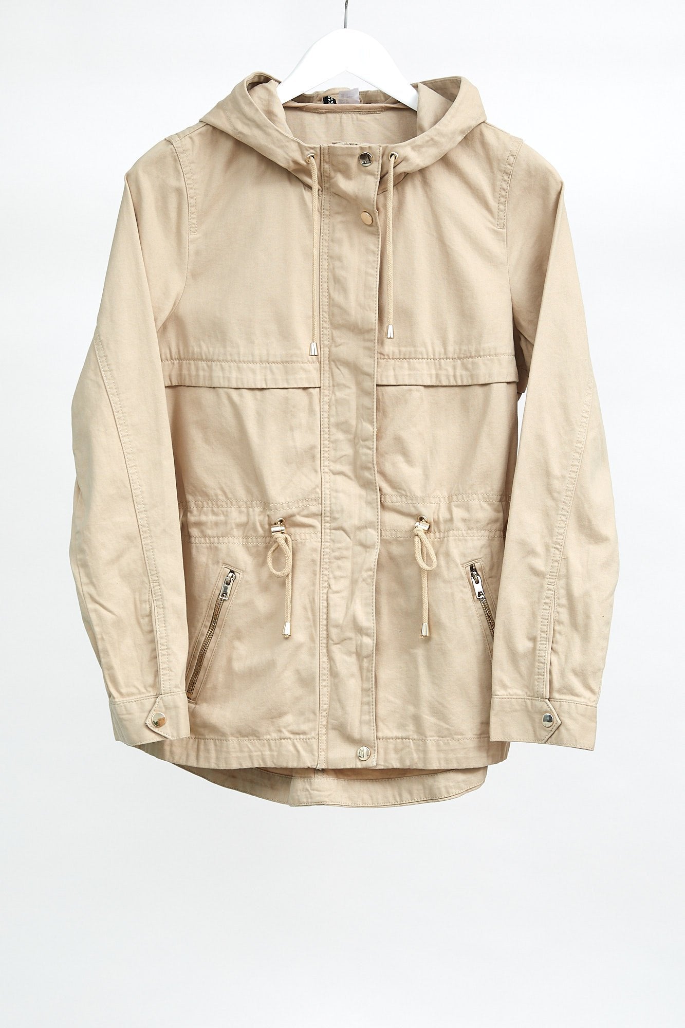 Womens Beige Coat: Size Small