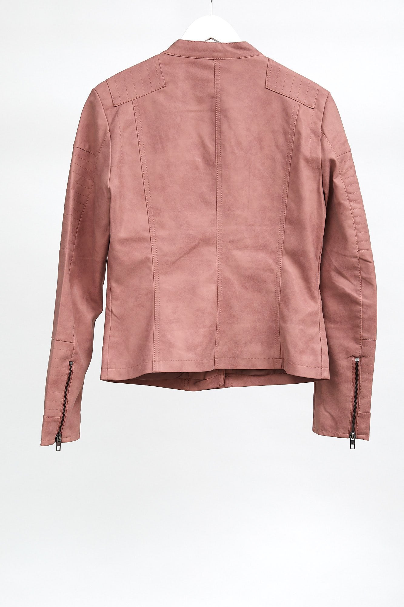 Womens Pink Leatherette Only Biker Jacket: Size Small