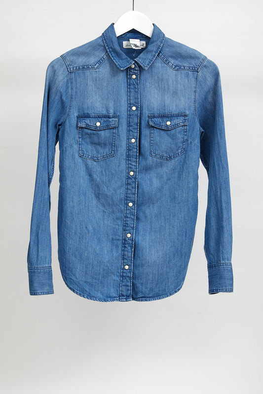 Womens H&M Blue Denim Shirt: Size Extra Small