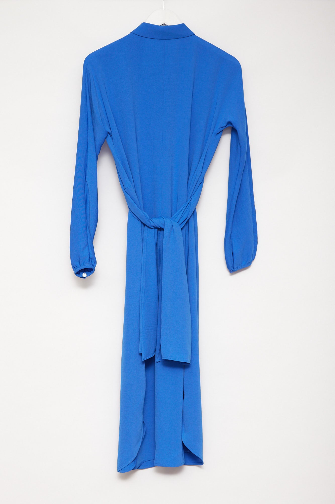 Womens M&S blue shirt dress with tie waist size small