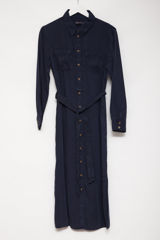 Womens M&S Navy shirt dress size small