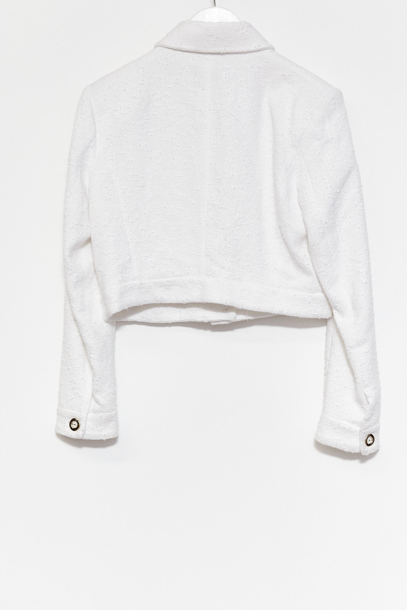 Womens Zara White Boucle Cropped Jacket size Small