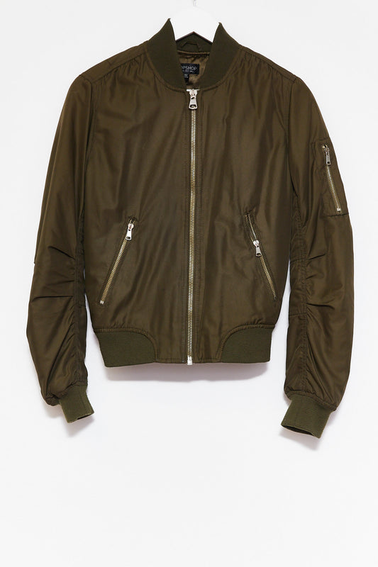 Womens Topshop Khaki Bomber jacket size Extra Small