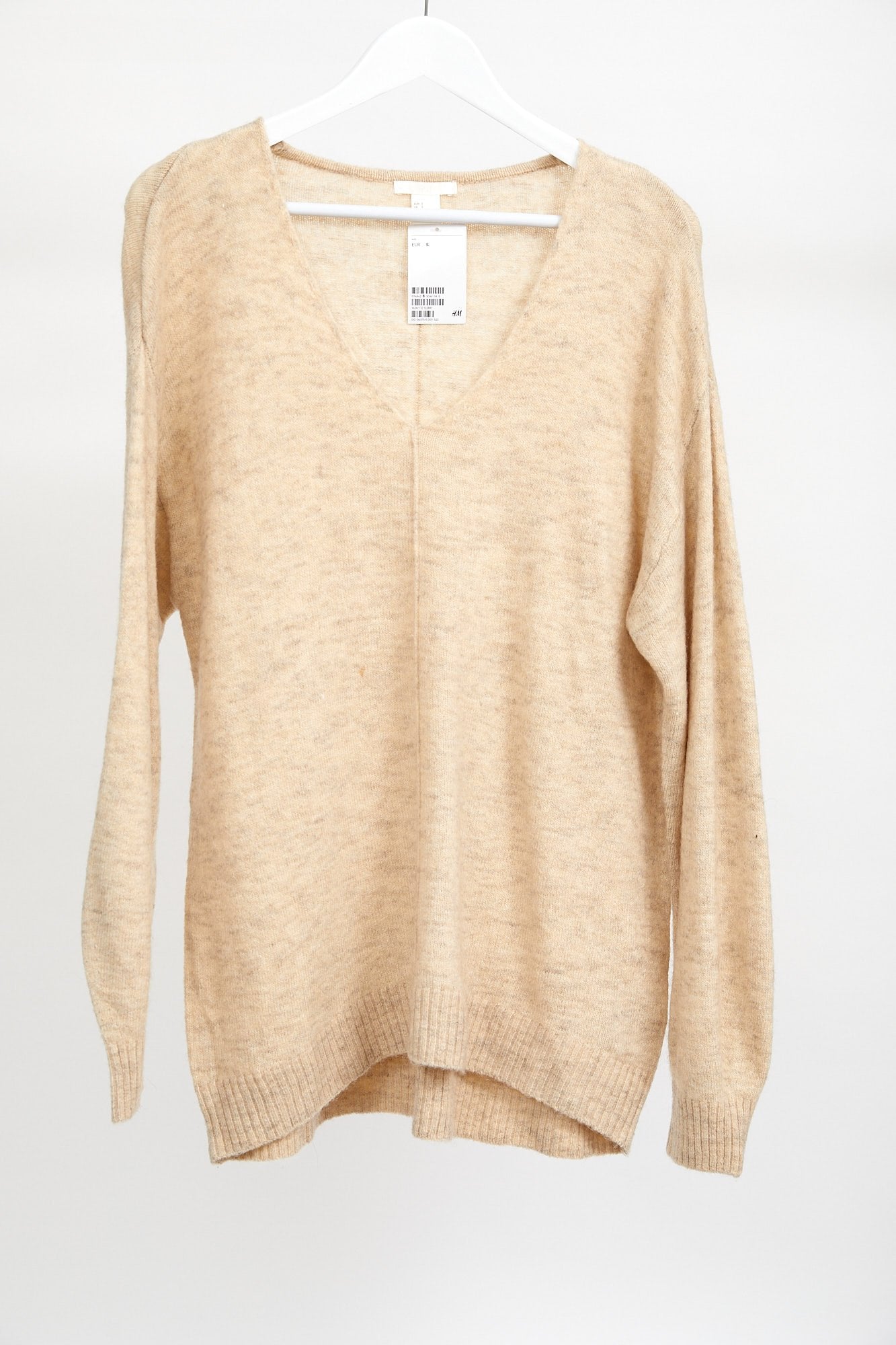 Womens H&M Beige V Neck Jumper: Size Small