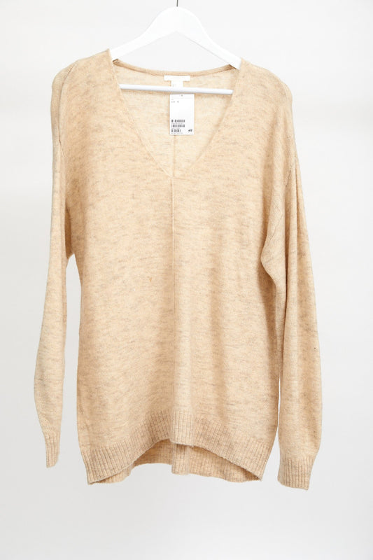 Womens H&M Beige V Neck Jumper: Size Small