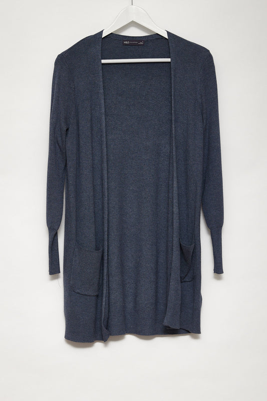 Womens M&S Grey Long Cardigan: Size Small