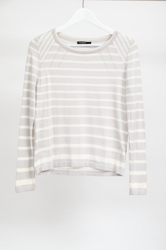 Womens Autograph Grey and white Stripe Sweater: Size Small