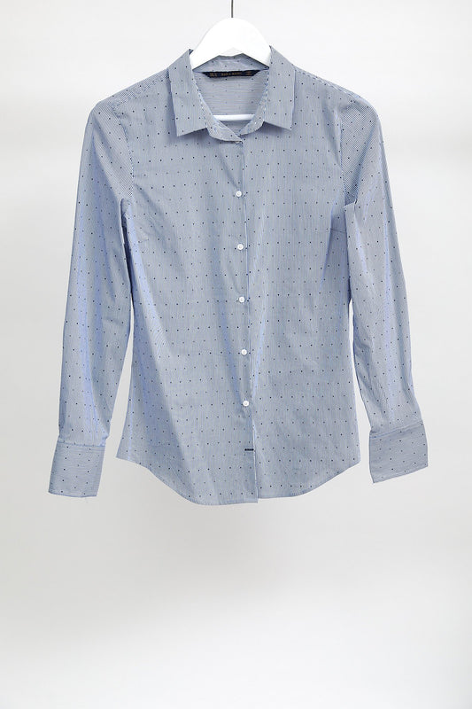 Womens Blue Stripe Shirt: Size Medium