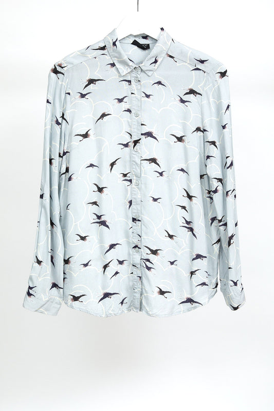 Womens Topshop Baby Blue pattern Shirt: Size Small