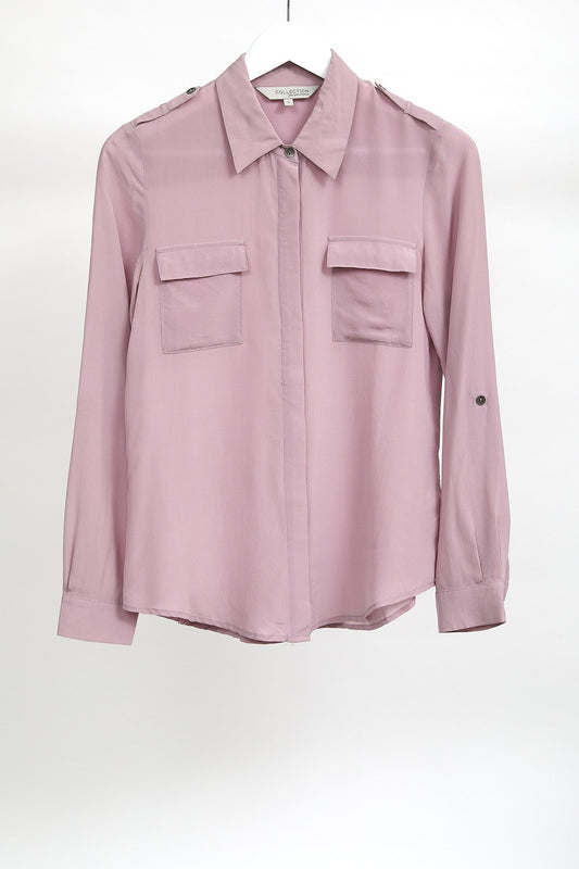Womens Pink Silk John Lewis Shirt: Size 10 or Small