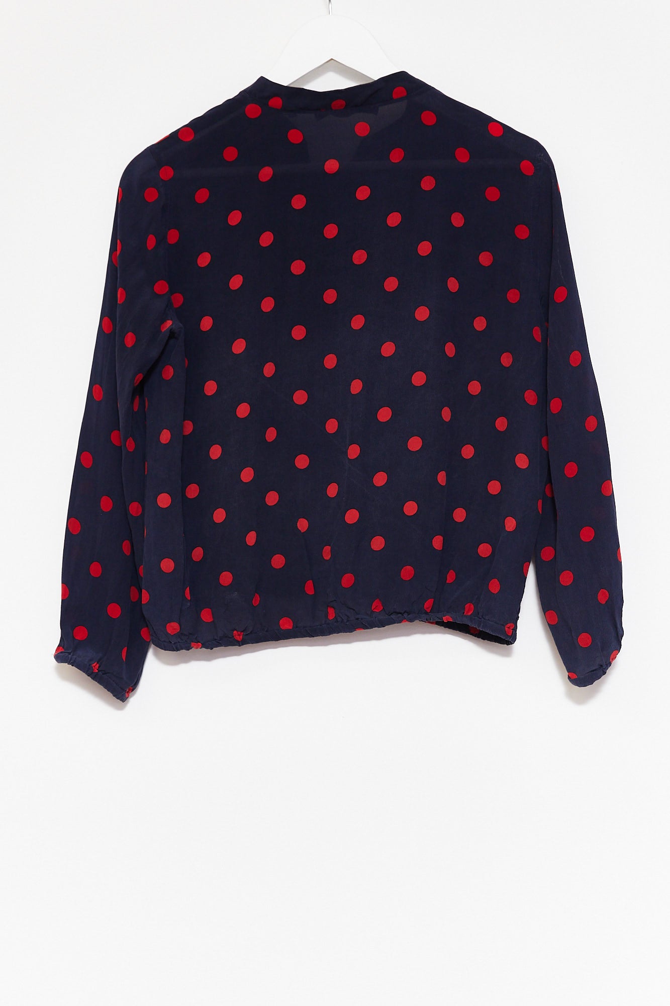 Womens Marella Navy Red Spot Silk Blouse Size Small