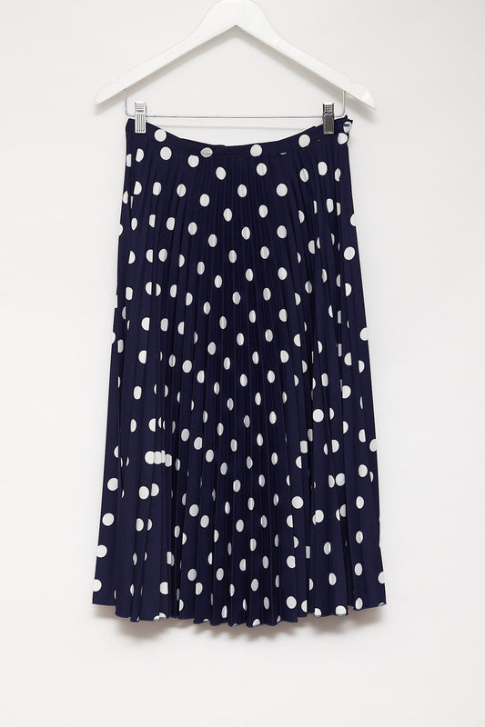 Womens Finery polka dot navy pleated skirt size 10