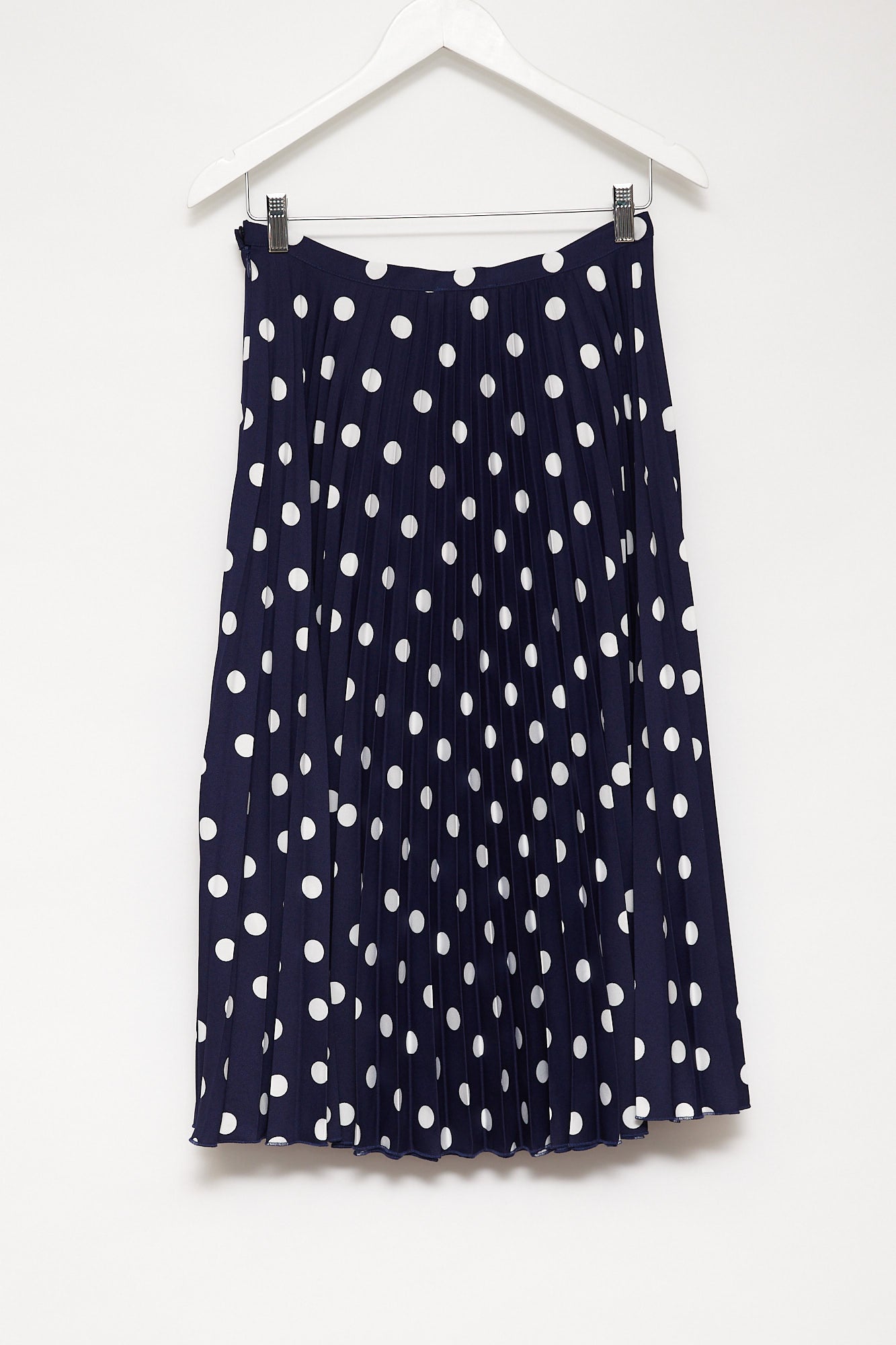 Womens Finery polka dot navy pleated skirt size 10