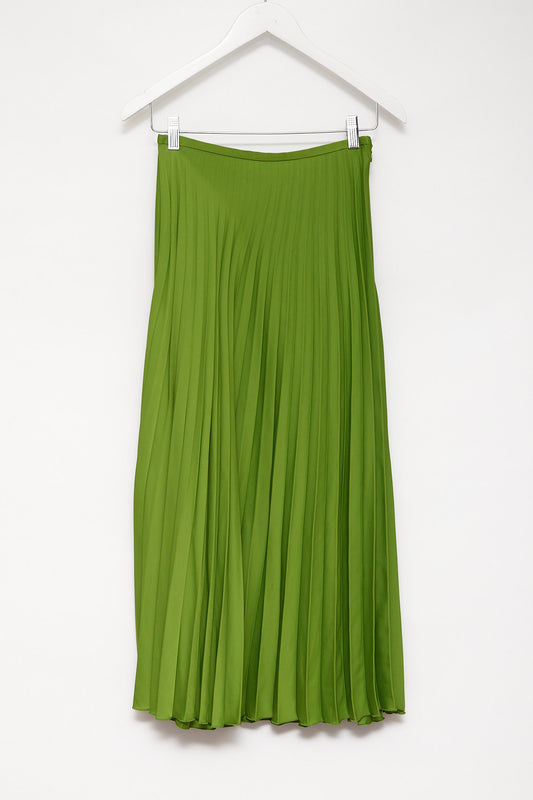 Womens Zara green pleated midi skirt size Extra Small