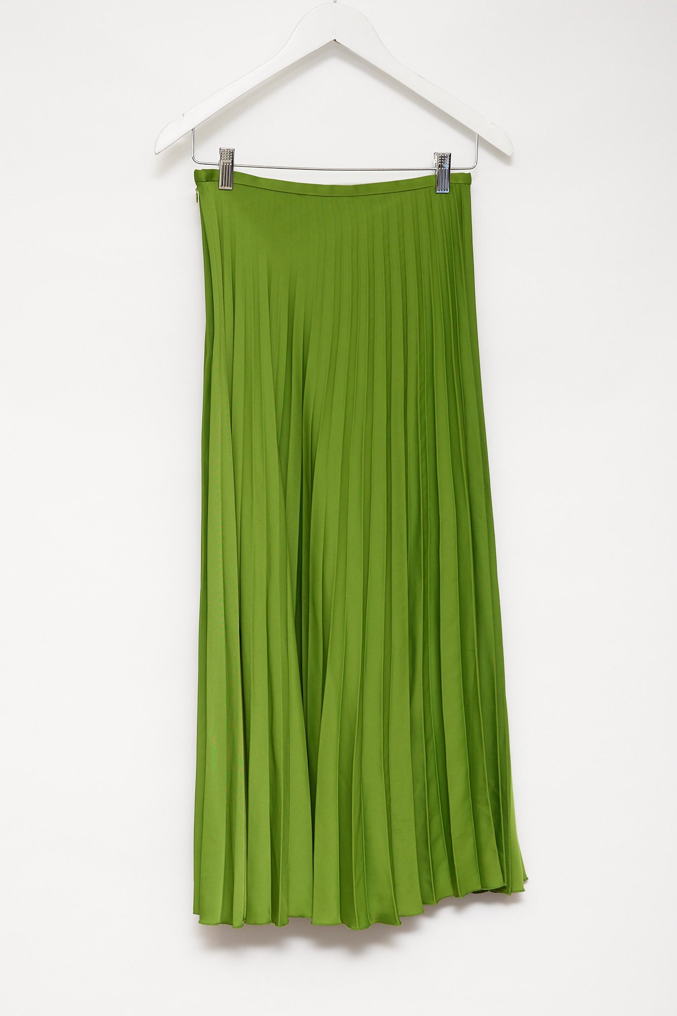 Womens Zara green pleated midi skirt size Extra Small