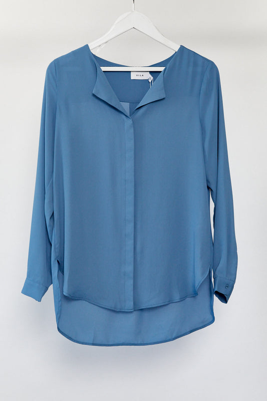 Womens Vila blue open neck blouse size 10