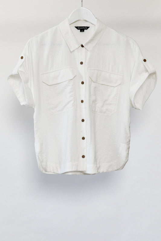 Womens Whistles white short sleeve shirt size 10