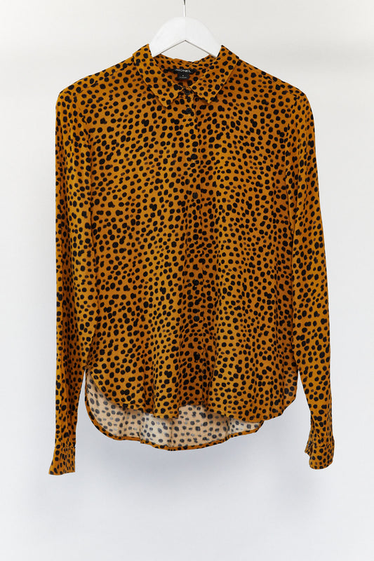 Womens yellow and black spot print Monki Shirt size Small