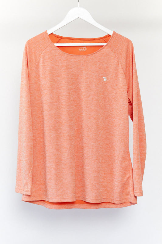 Womens Orange Wide Neck Sport Top Size Extra Large