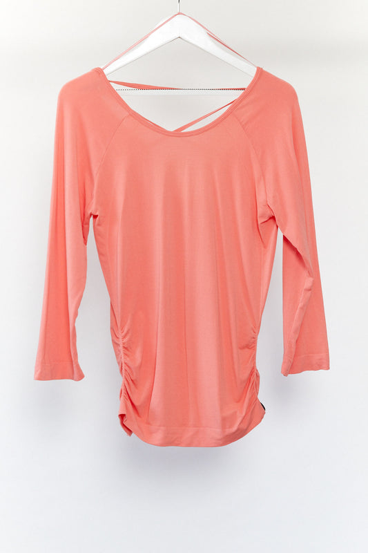 Peach Gathered Yoga Top Size Large