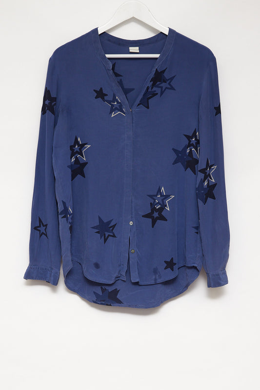 Womens Hugo Boss Blue Silk Blouse: Size Small