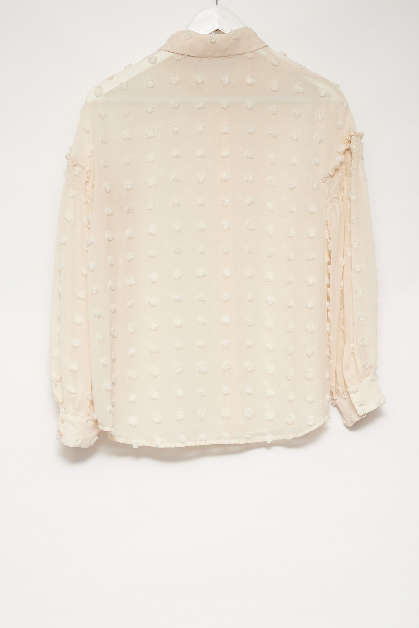 Womens Sheer Cream Bobble Shirt: Size Small