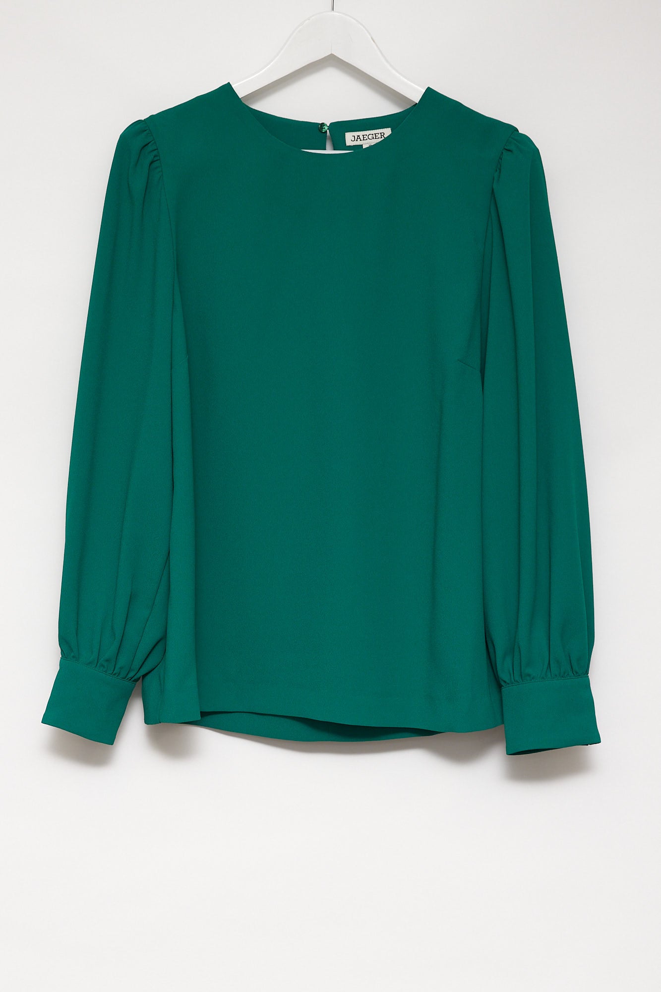 Womens Jaeger Crepe long sleeve green blouse size 18